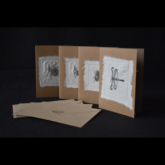 4 handgemaakt kaarten thema: 'insecten'