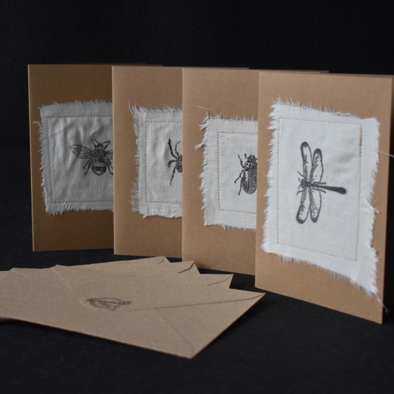 4 handgemaakt kaarten thema: 'insecten'