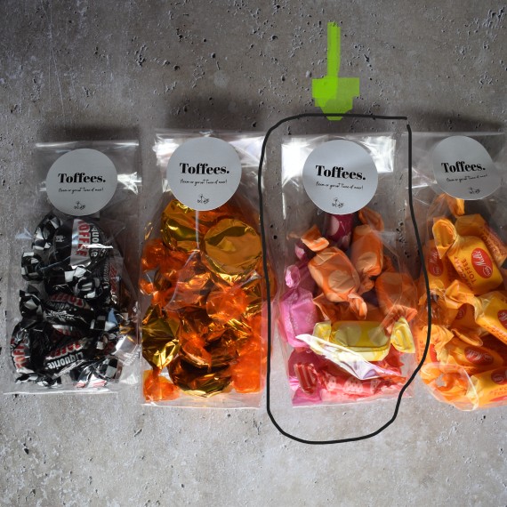 Fruit toffees in zakje